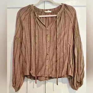 Mine Tan and Black Striped Blouse